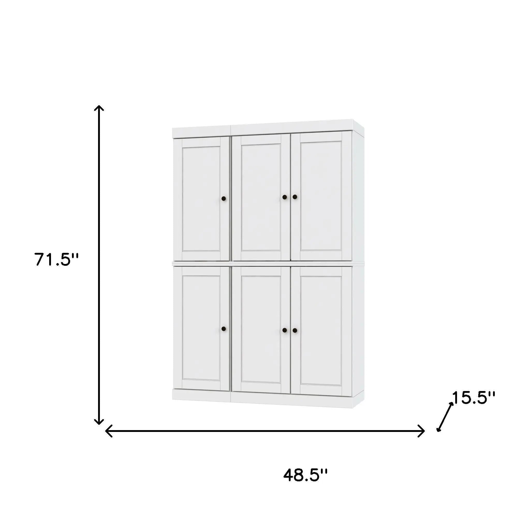 72" White Solid Wood 8 Pantry Or Storage Closet Homeroots Kitchen & Dining