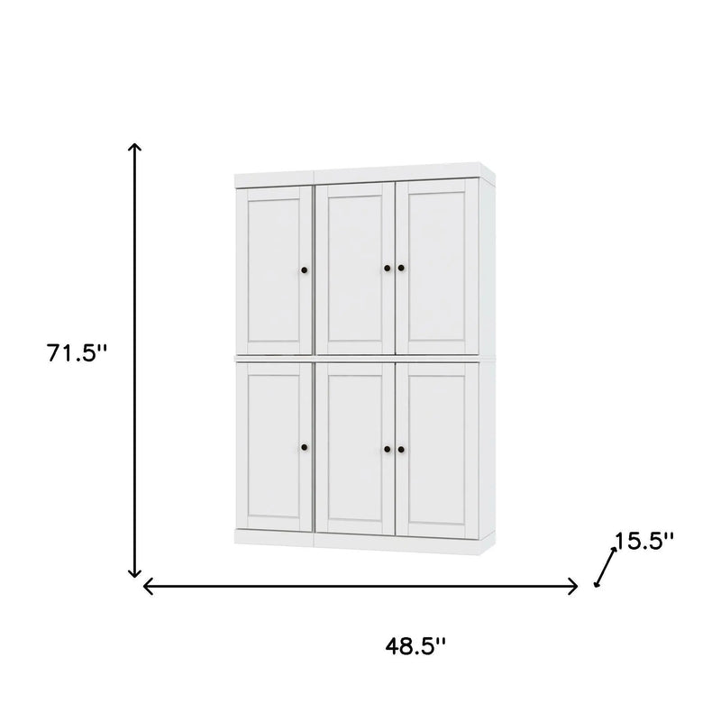 72" White Solid Wood 8 Pantry Or Storage Closet Homeroots Kitchen & Dining