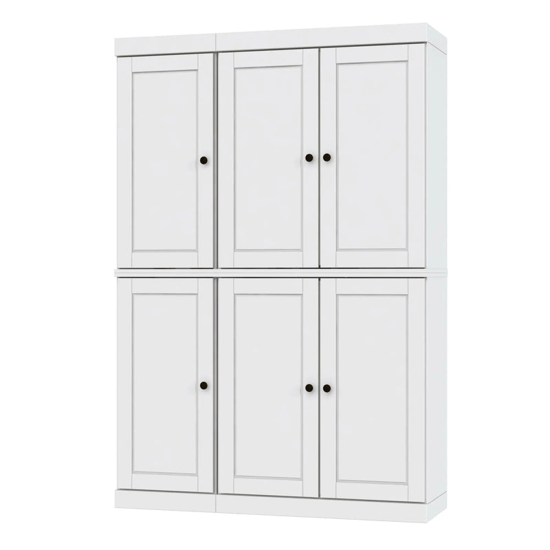 72" White Solid Wood 8 Pantry Or Storage Closet Homeroots Kitchen & Dining