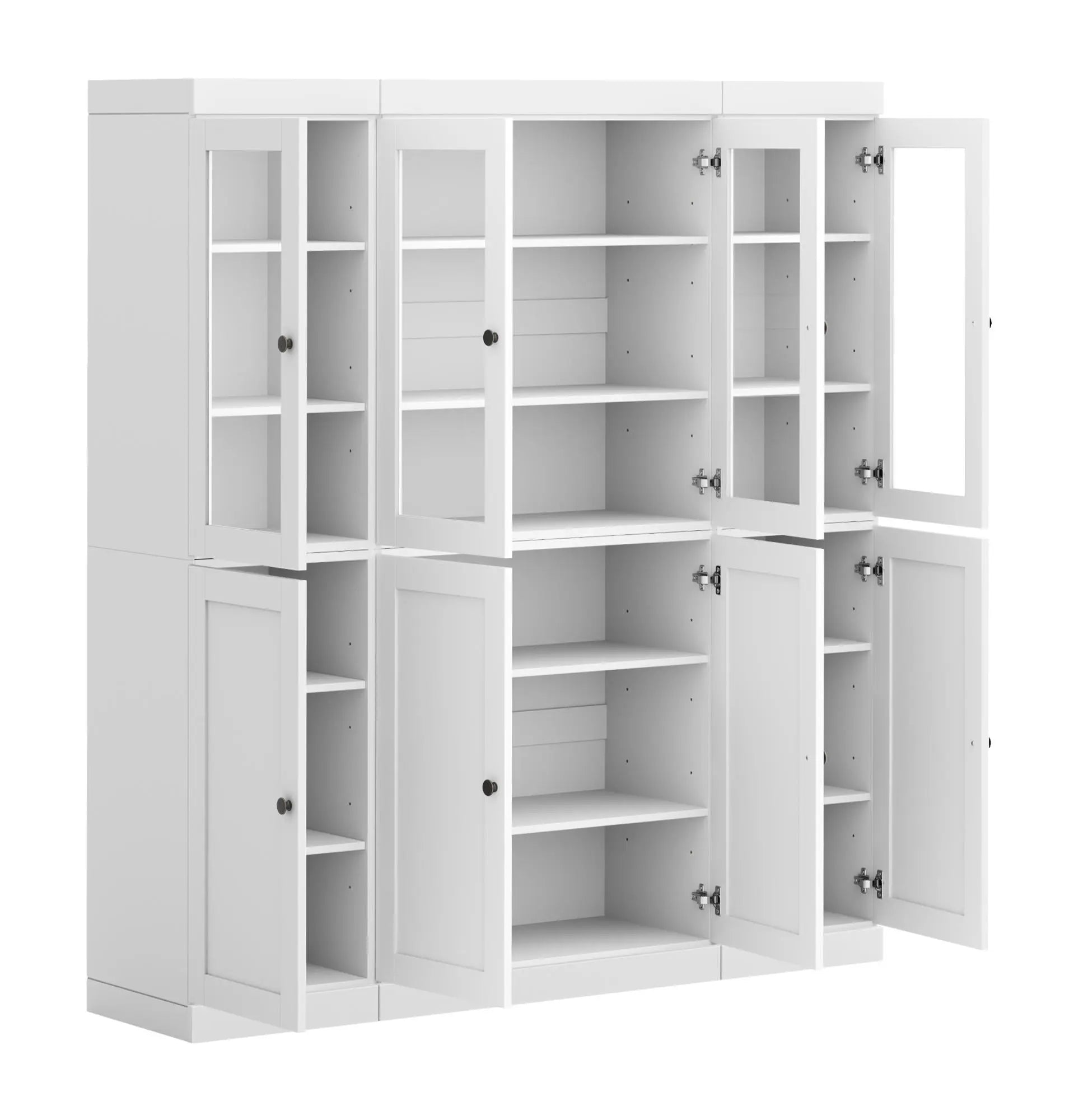 72" White Solid Wood 8 Pantry Or Storage Closet Homeroots Kitchen & Dining