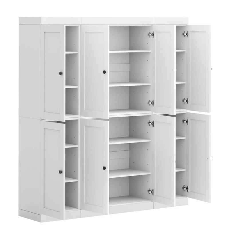 72" White Solid Wood 8 Pantry Or Storage Closet Homeroots Kitchen & Dining