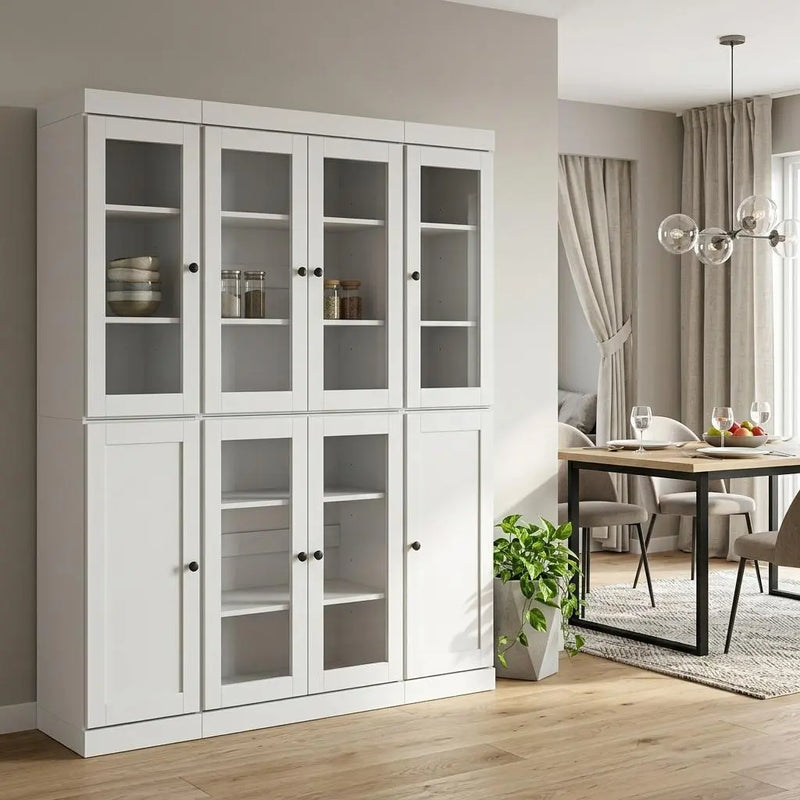 72" White Solid Wood 8 Pantry Or Storage Closet Homeroots Kitchen & Dining