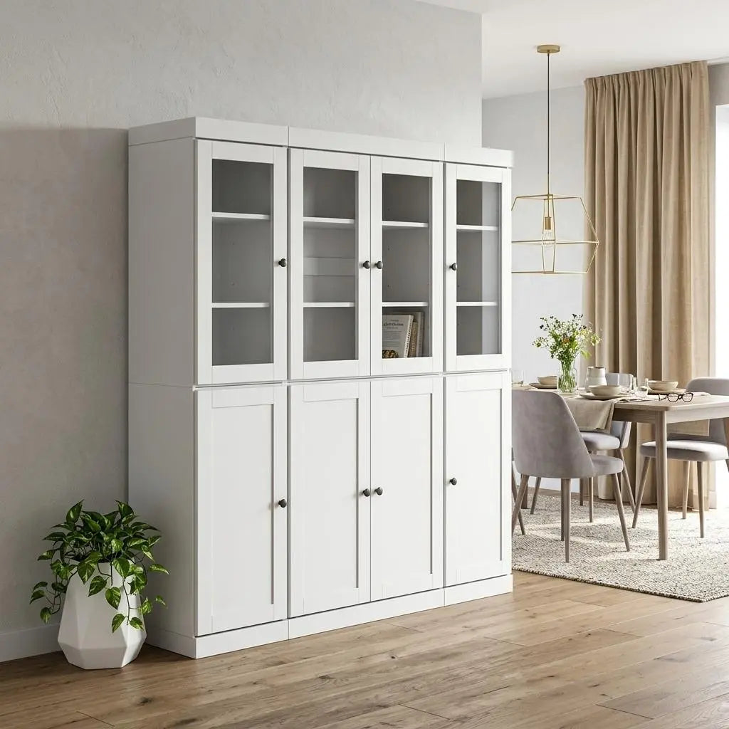 72" White Solid Wood 8 Two Drawer Pantry Or Storage Closet Homeroots Kitchen & Dining