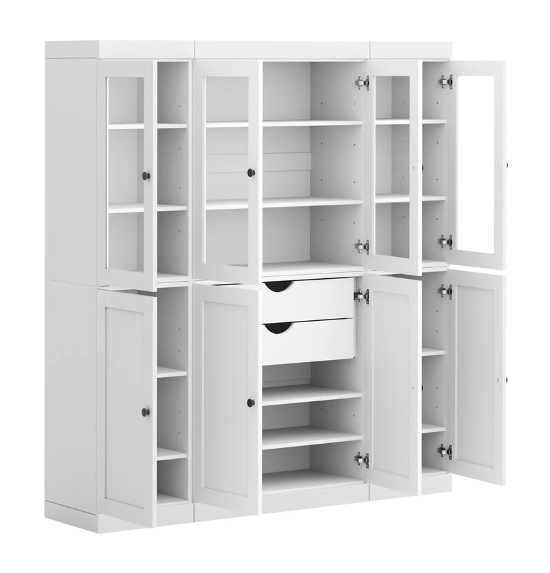 72" White Solid Wood 8 Two Drawer Pantry Or Storage Closet Homeroots Kitchen & Dining
