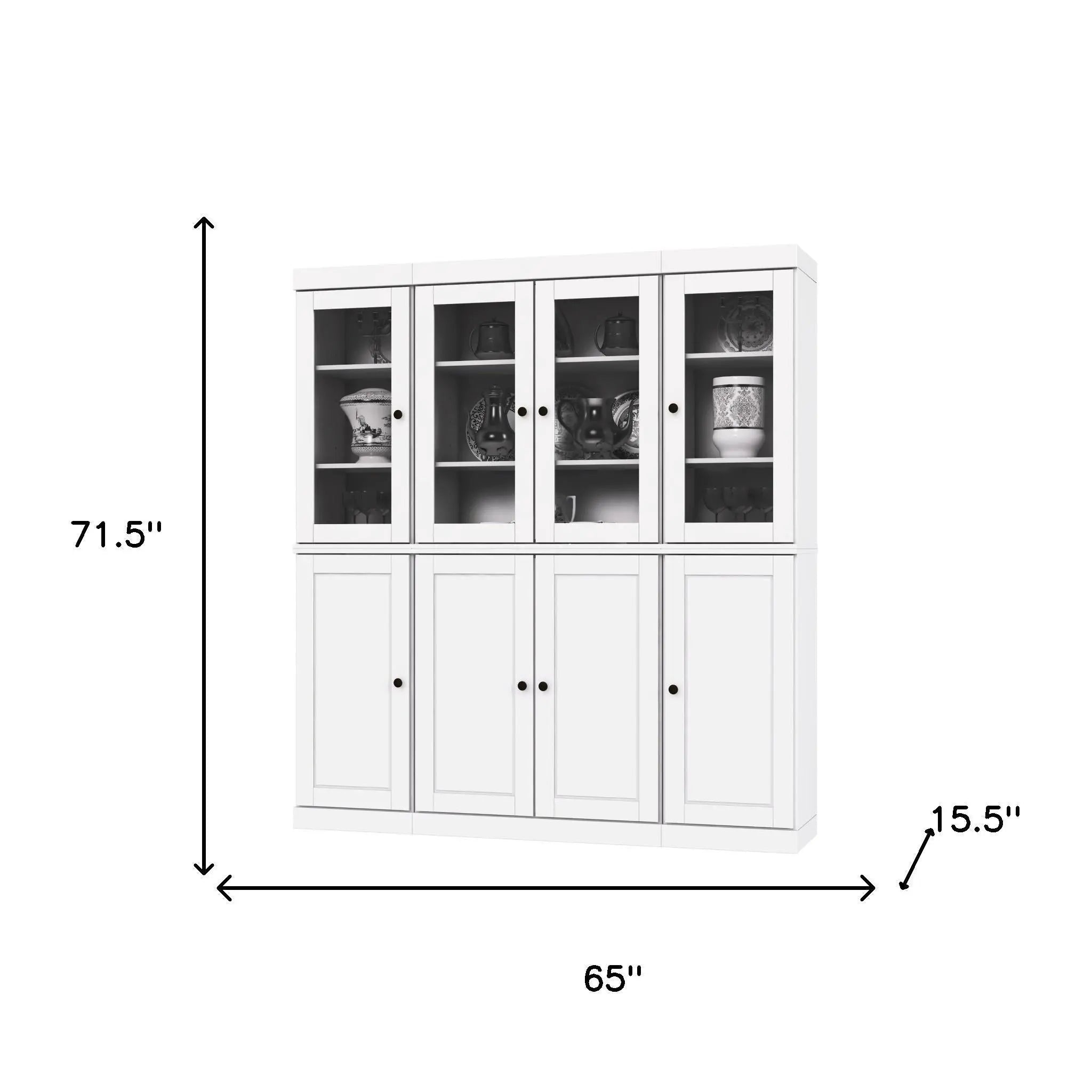 72" White Solid Wood 8 Two Drawer Pantry Or Storage Closet Homeroots Kitchen & Dining