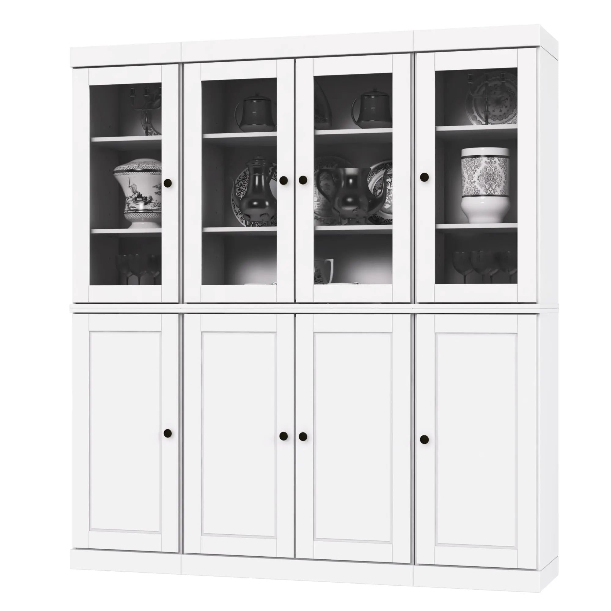 72" White Solid Wood 8 Two Drawer Pantry Or Storage Closet Homeroots Kitchen & Dining