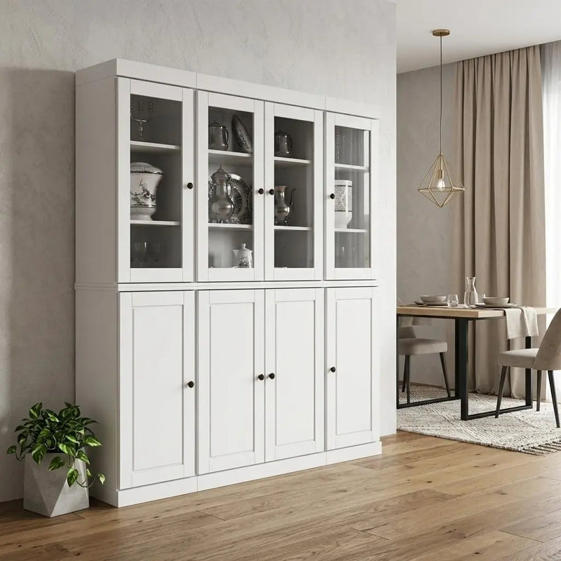 72" White Solid Wood 8 Two Drawer Pantry Or Storage Closet Homeroots Kitchen & Dining
