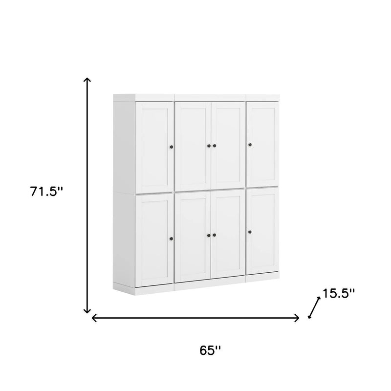 72" White Solid Wood 8 Two Drawer Pantry Or Storage Closet Homeroots Kitchen & Dining