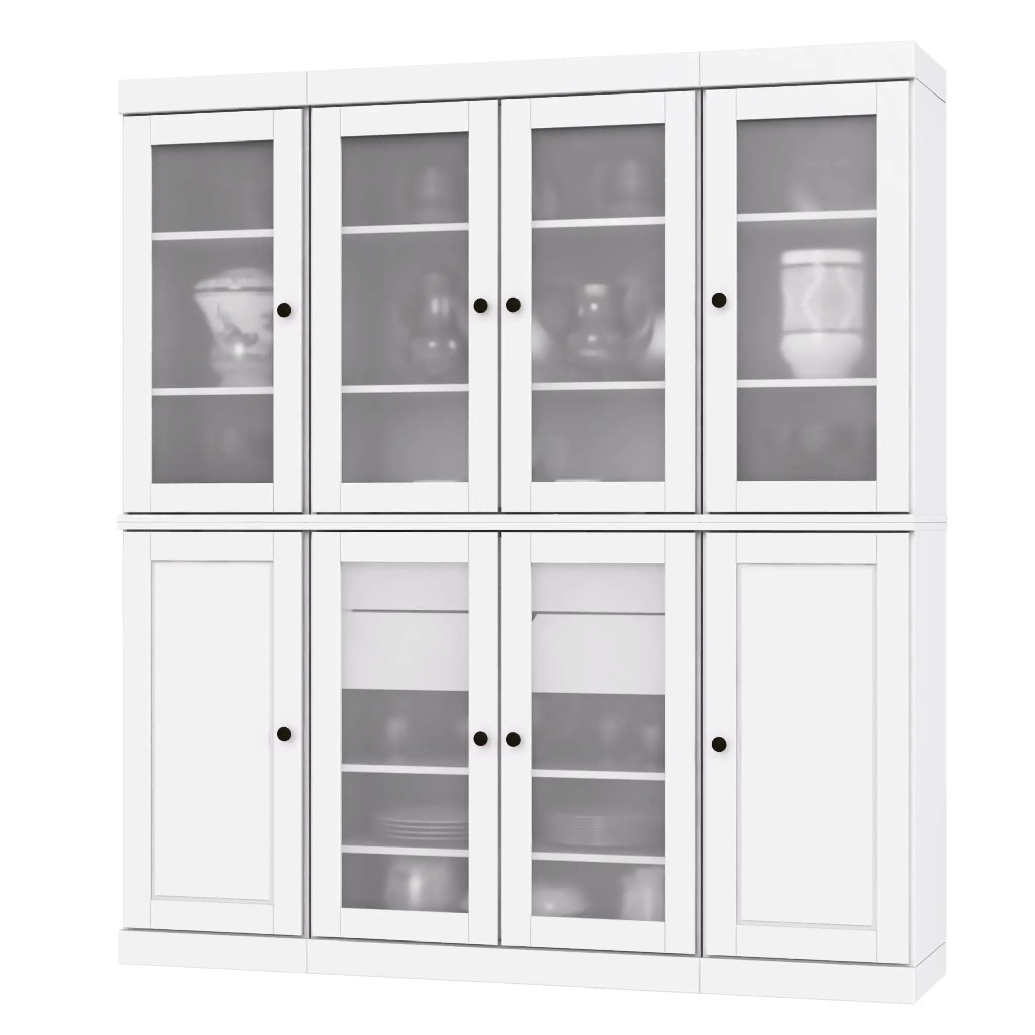 72" White Solid Wood 8 Two Drawer Pantry Or Storage Closet Homeroots Kitchen & Dining