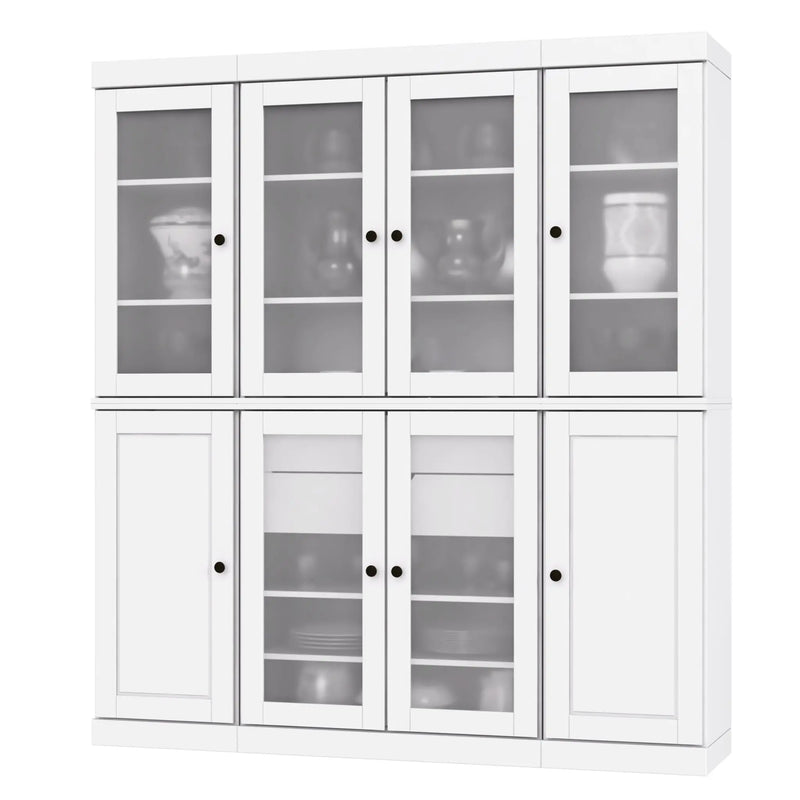 72" White Solid Wood 8 Two Drawer Pantry Or Storage Closet Homeroots Kitchen & Dining
