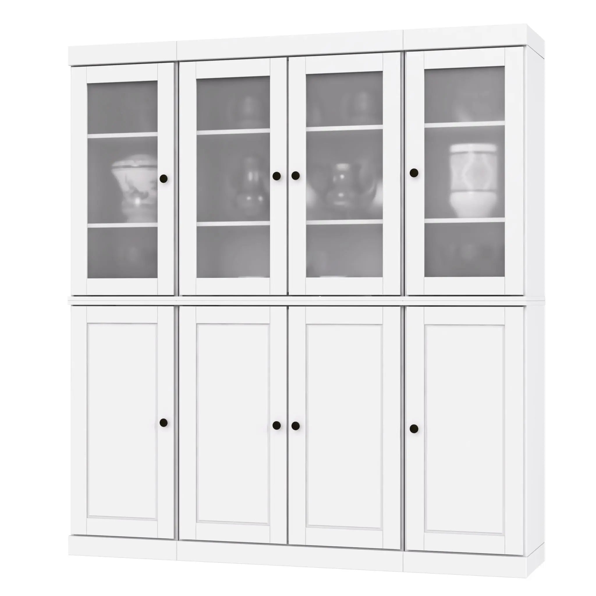 72" White Solid Wood 8 Two Drawer Pantry Or Storage Closet Homeroots Kitchen & Dining
