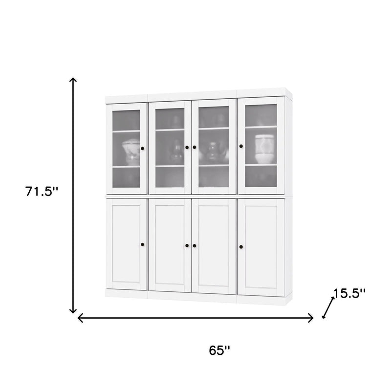72" White Solid Wood 8 Two Drawer Pantry Or Storage Closet Homeroots Kitchen & Dining