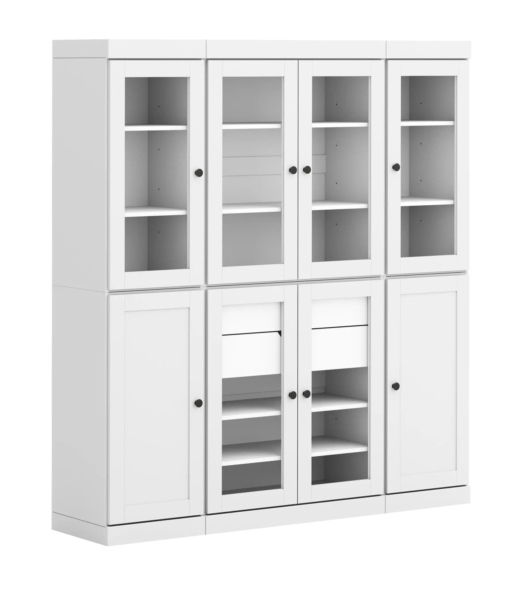 72" White Solid Wood 8 Two Drawer Pantry Or Storage Closet Homeroots Kitchen & Dining