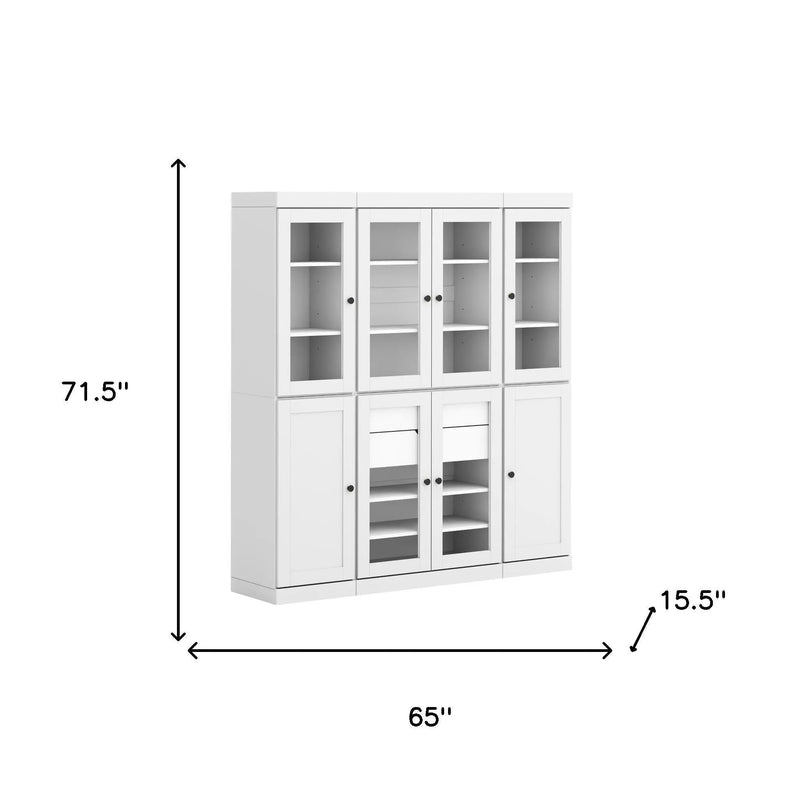 72" White Solid Wood 8 Two Drawer Pantry Or Storage Closet Homeroots Kitchen & Dining