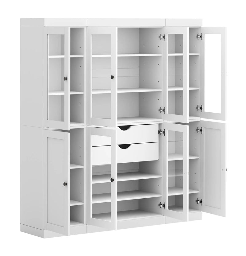 72" White Solid Wood 8 Two Drawer Pantry Or Storage Closet Homeroots Kitchen & Dining