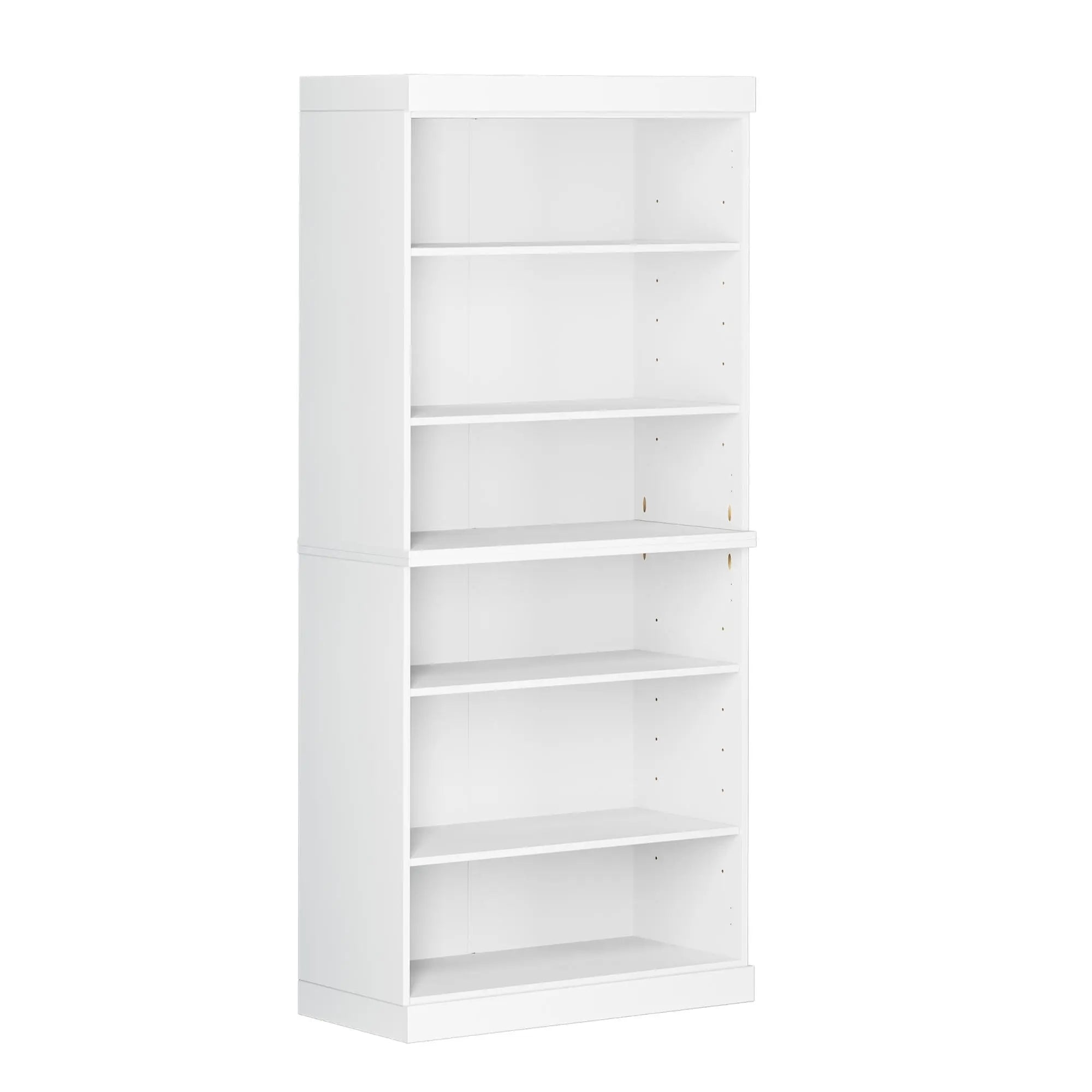 72" White Solid Wood Adjustable Six Tier Library Bookcase Homeroots Office