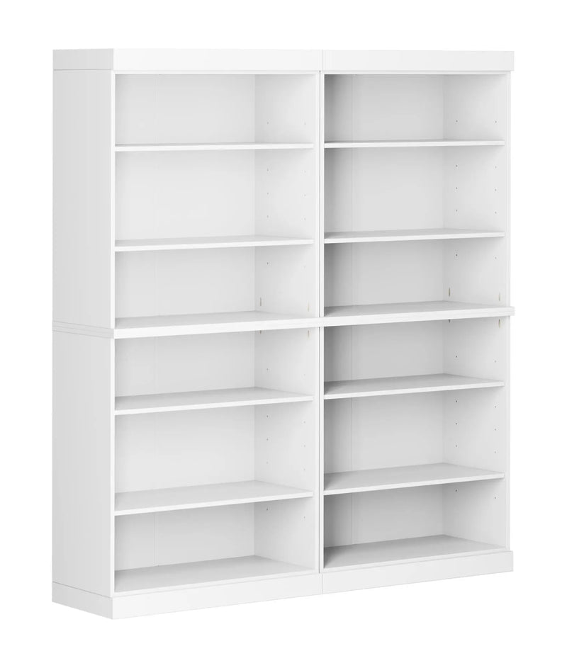 72" White Solid Wood Adjustable Twelve Tier Library Bookcase Homeroots Office