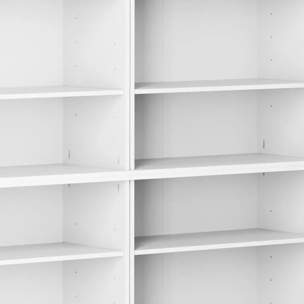 72" White Solid Wood Adjustable Twelve Tier Library Bookcase Homeroots Office