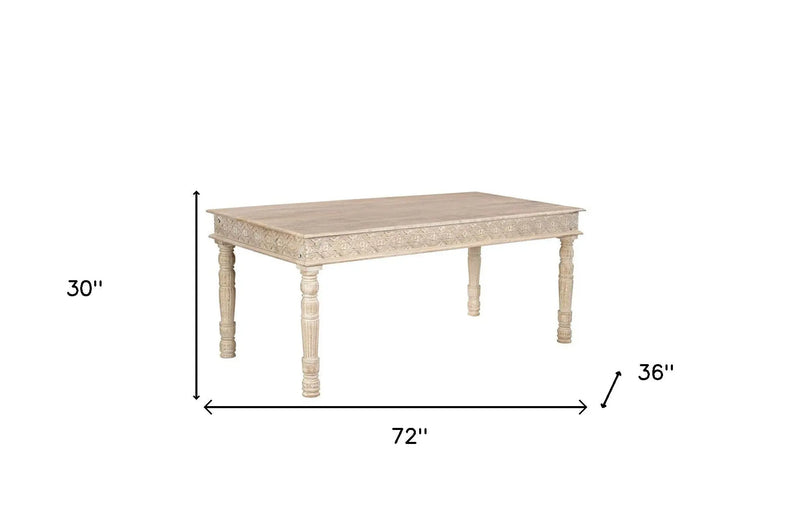 72" White Solid Wood Dining Table Homeroots Kitchen & Dining