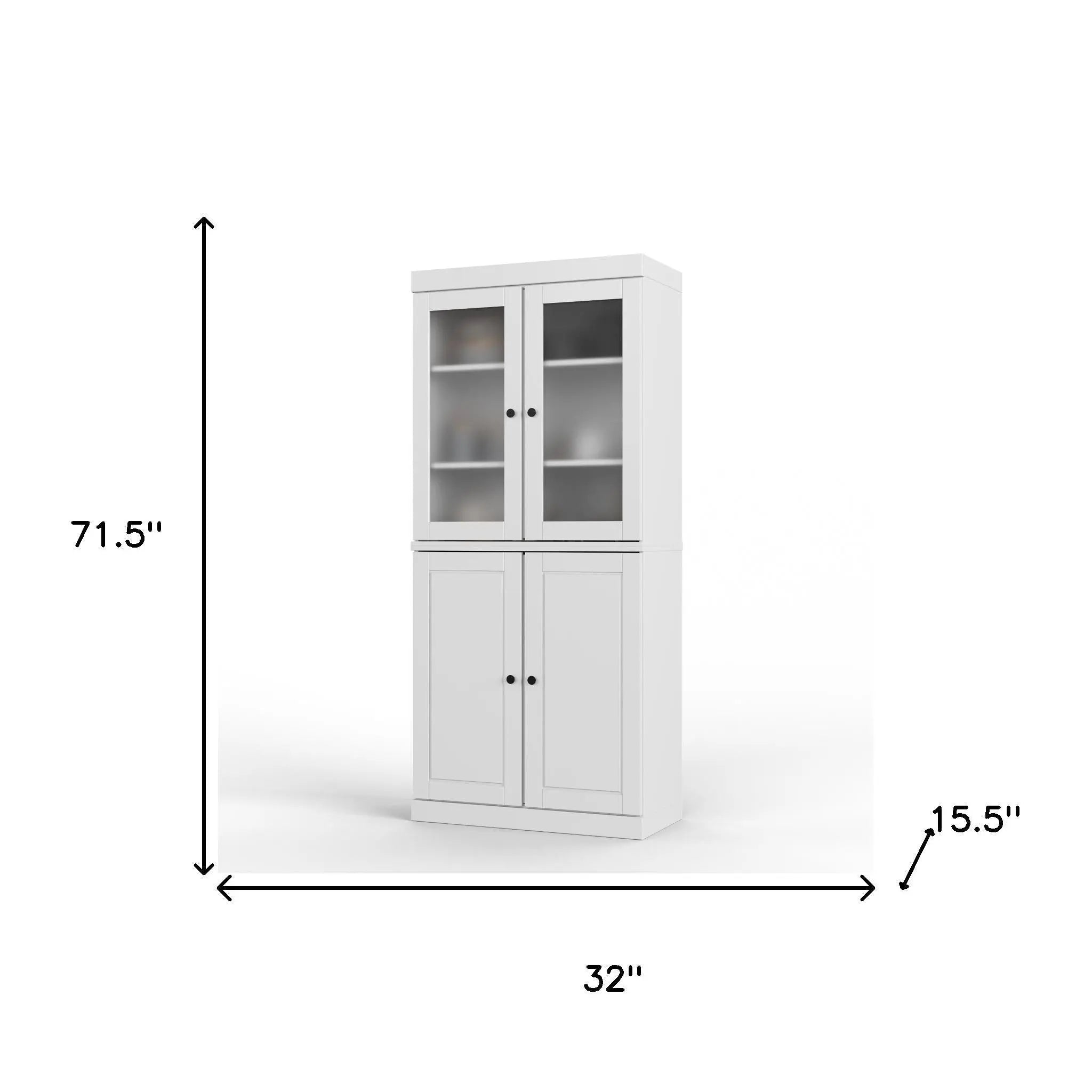 72" White Solid Wood Four Door Pantry Or Storage Closet Homeroots Kitchen & Dining