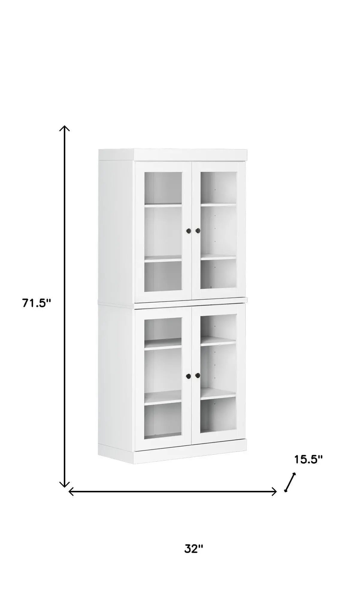 72" White Solid Wood Four Door Pantry Or Storage Closet Homeroots Kitchen & Dining