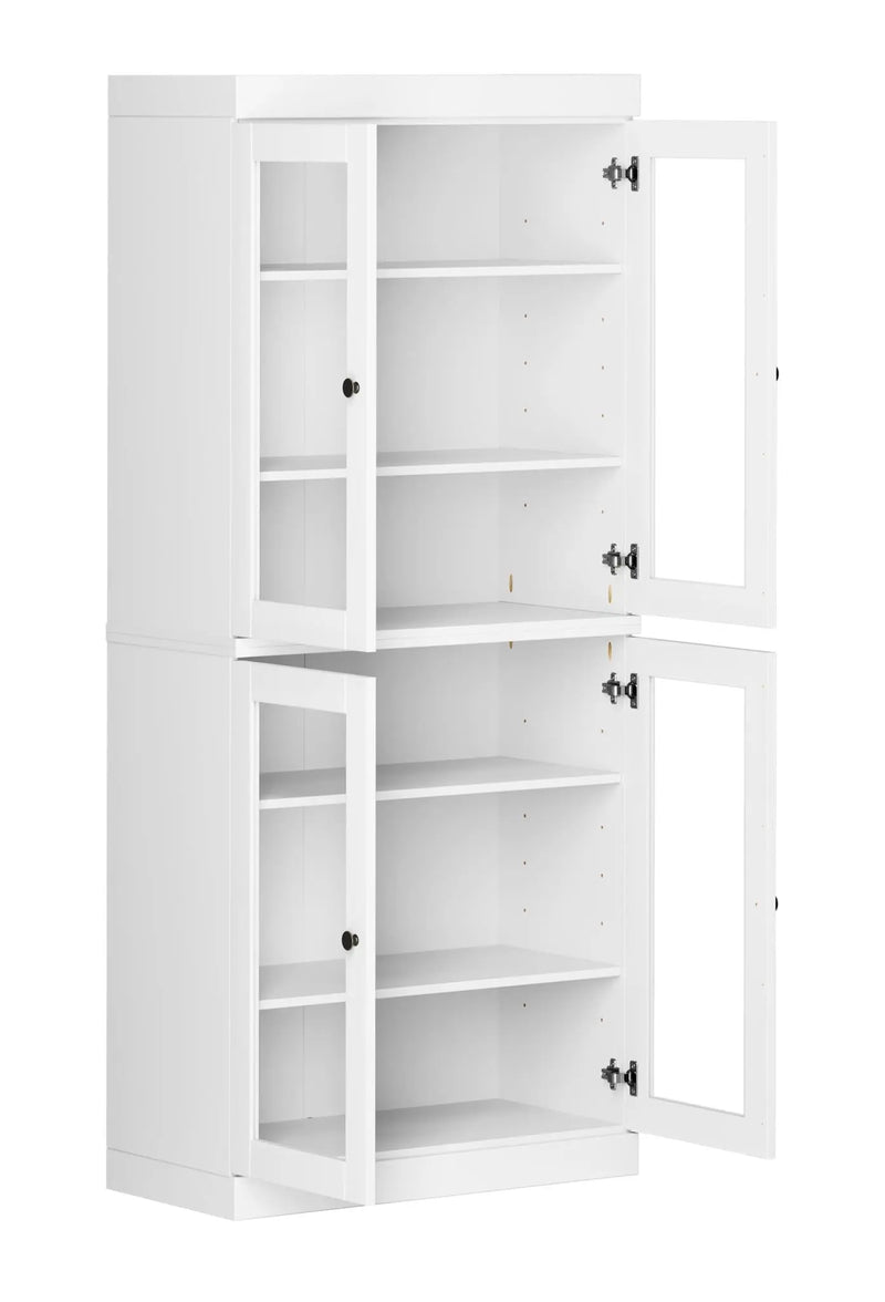 72" White Solid Wood Four Door Pantry Or Storage Closet Homeroots Kitchen & Dining