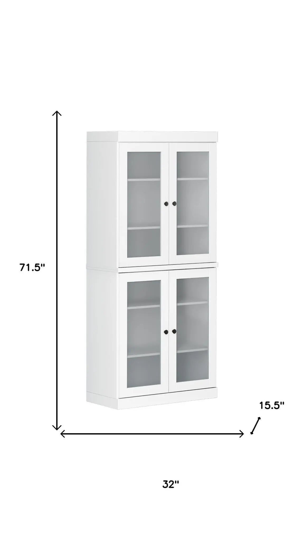 72" White Solid Wood Four Door Pantry Or Storage Closet Homeroots Kitchen & Dining