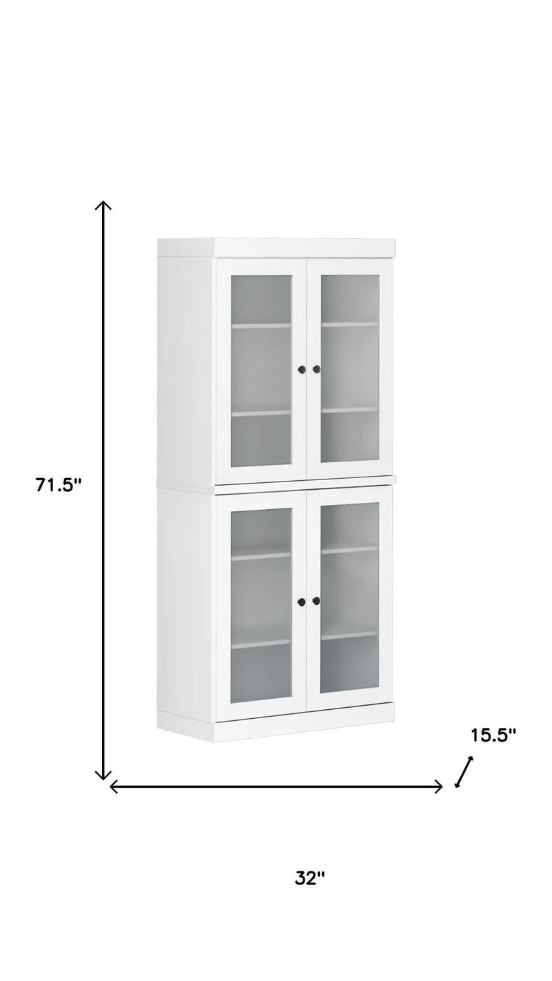 72" White Solid Wood Four Door Pantry Or Storage Closet Homeroots Kitchen & Dining