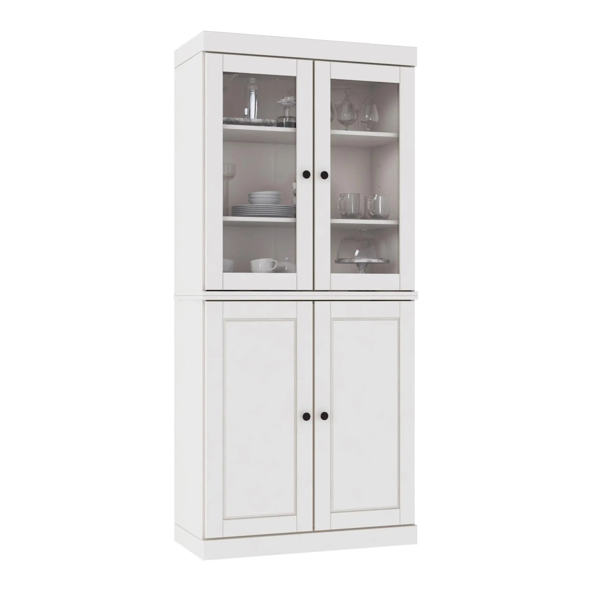 72" White Solid Wood Four Door Pantry Or Storage Closet Homeroots Kitchen & Dining