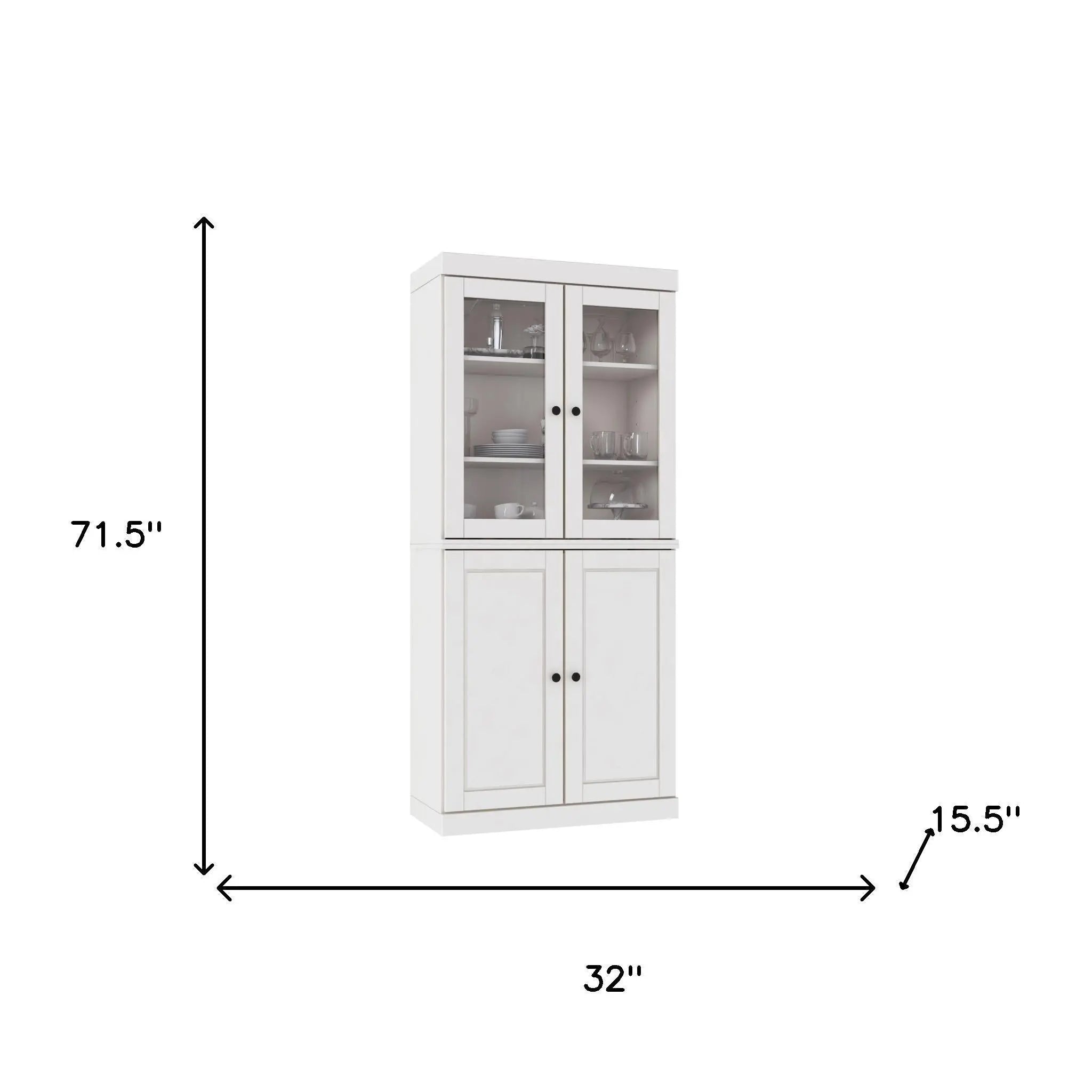 72" White Solid Wood Four Door Pantry Or Storage Closet Homeroots Kitchen & Dining