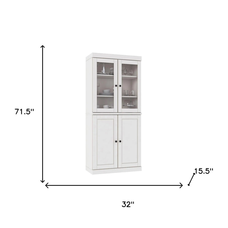 72" White Solid Wood Four Door Pantry Or Storage Closet Homeroots Kitchen & Dining