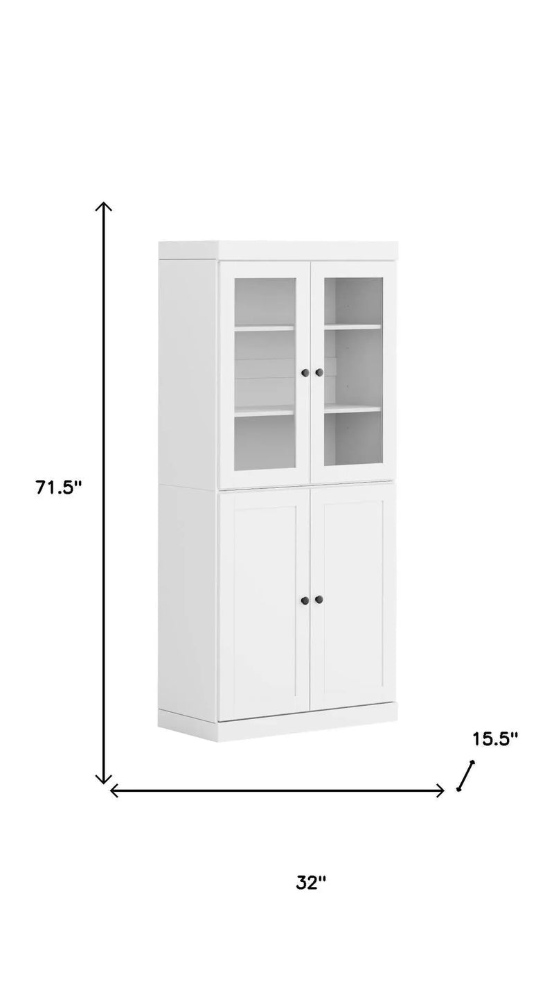 72" White Solid Wood Four Door Pantry Or Storage Closet Homeroots Kitchen & Dining