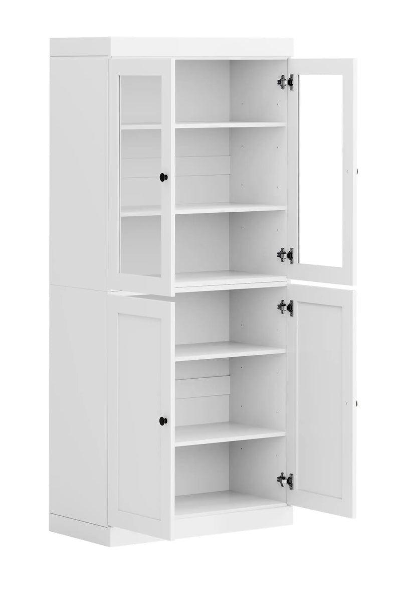 72" White Solid Wood Four Door Pantry Or Storage Closet Homeroots Kitchen & Dining