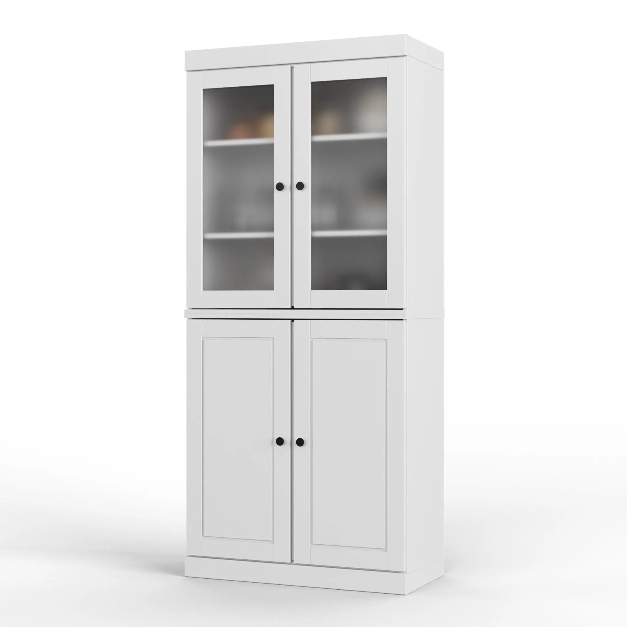 72" White Solid Wood Four Door Two Drawer Pantry Or Storage Closet Homeroots Kitchen & Dining