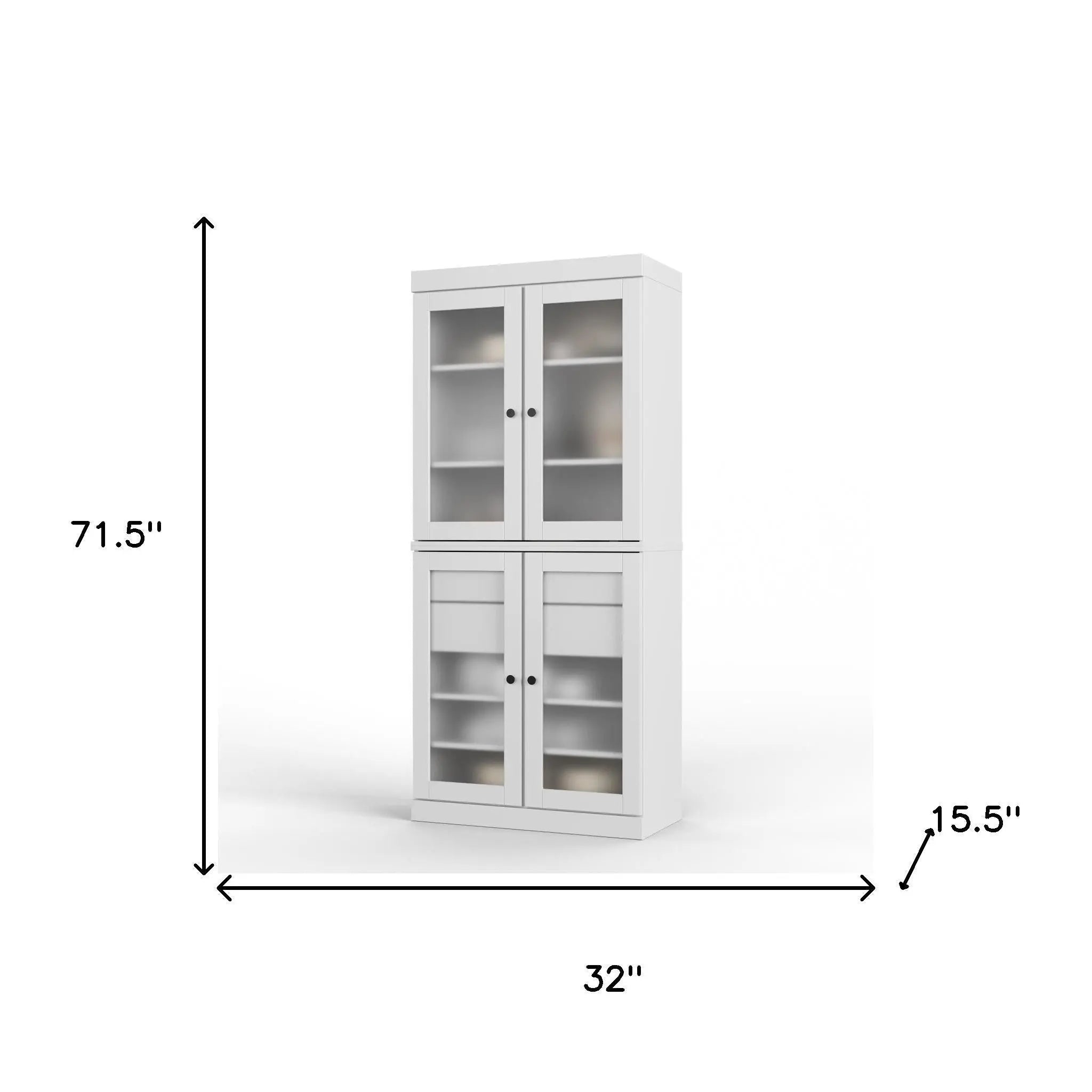 72" White Solid Wood Four Door Two Drawer Pantry Or Storage Closet Homeroots Kitchen & Dining