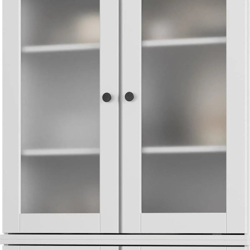 72" White Solid Wood Four Door Two Drawer Pantry Or Storage Closet Homeroots Kitchen & Dining