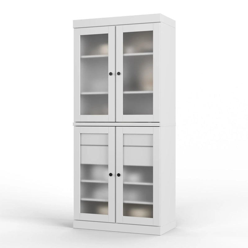 72" White Solid Wood Four Door Two Drawer Pantry Or Storage Closet Homeroots Kitchen & Dining