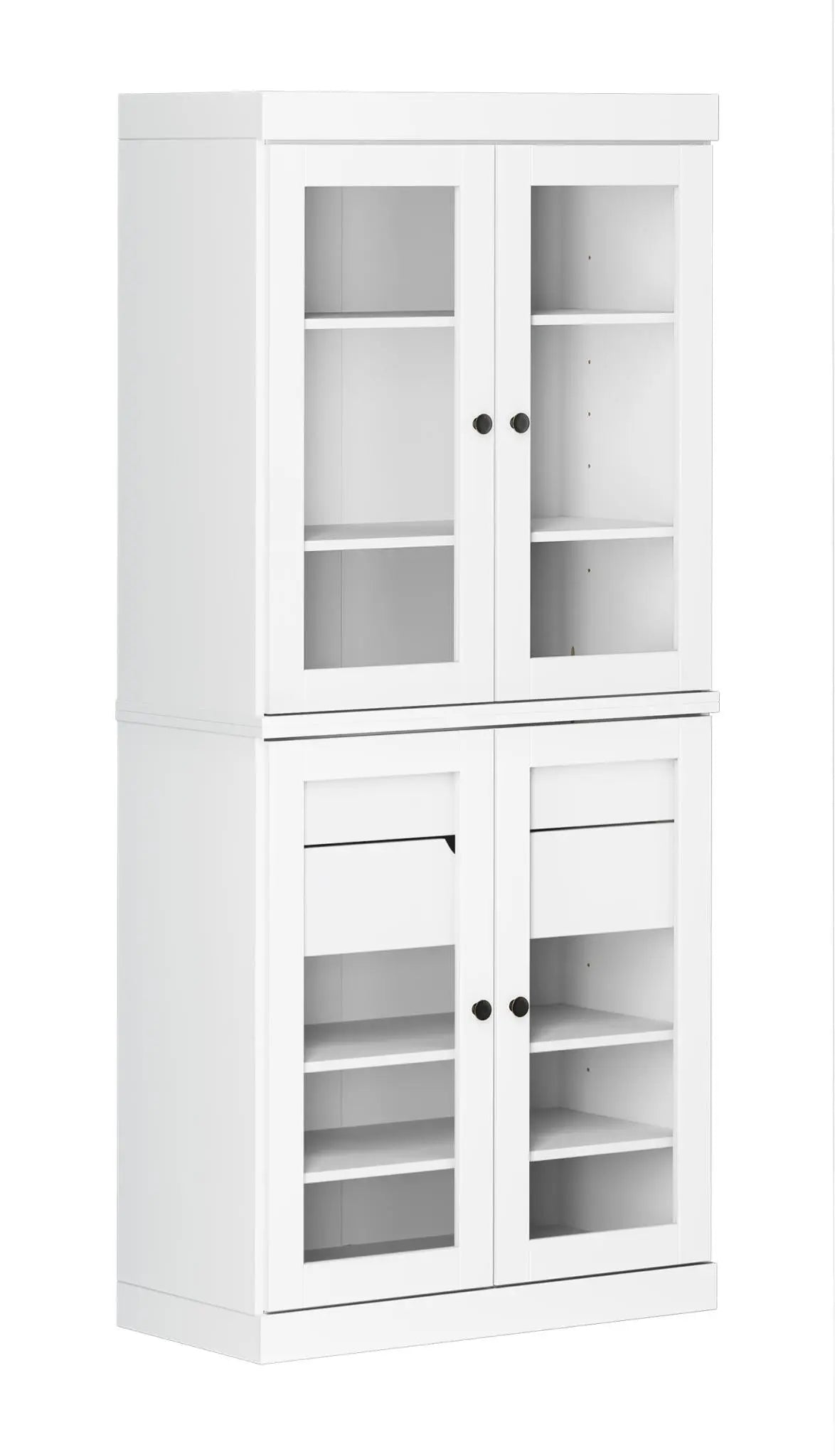 72" White Solid Wood Four Door Two Drawer Pantry Or Storage Closet Homeroots Kitchen & Dining