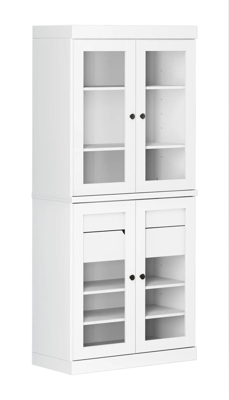 72" White Solid Wood Four Door Two Drawer Pantry Or Storage Closet Homeroots Kitchen & Dining
