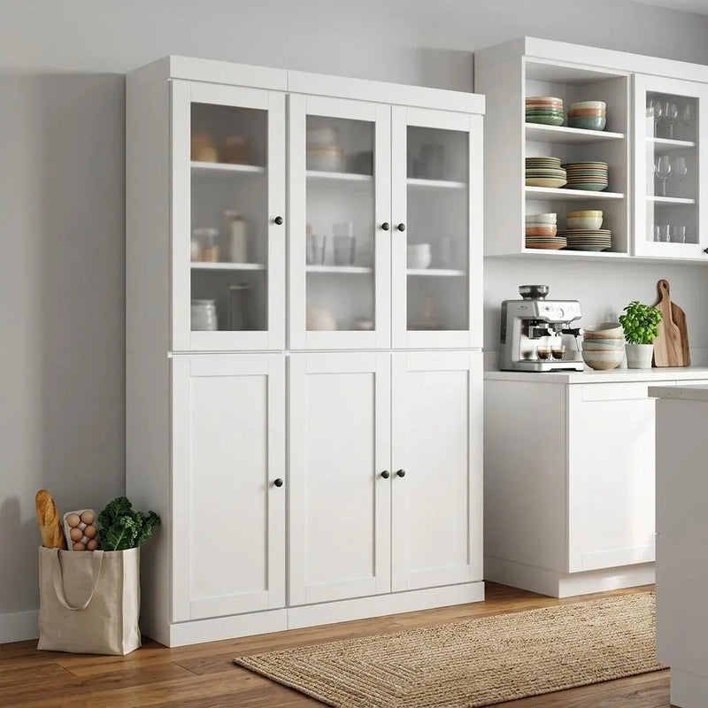72" White Solid Wood Six Door Pantry Or Storage Closet Homeroots Kitchen & Dining