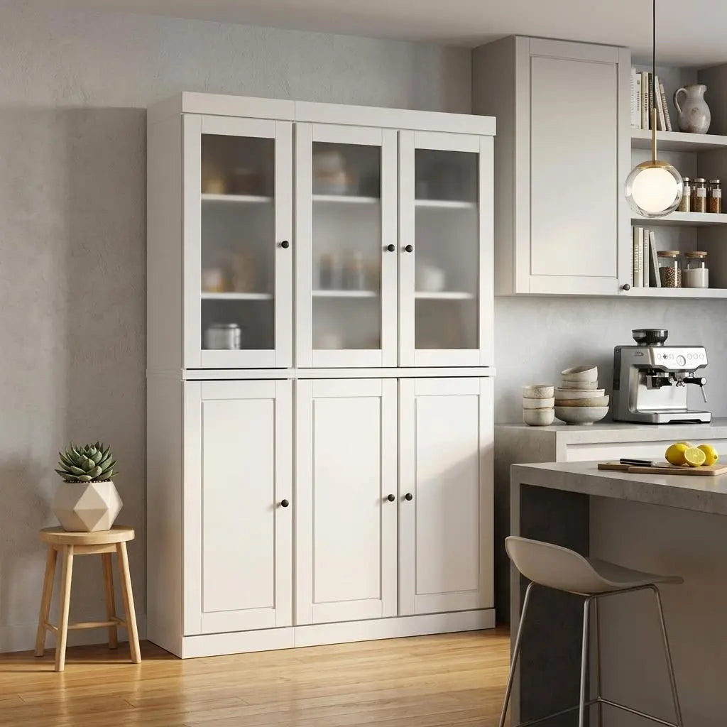 72" White Solid Wood Six Door Pantry Or Storage Closet Homeroots Kitchen & Dining