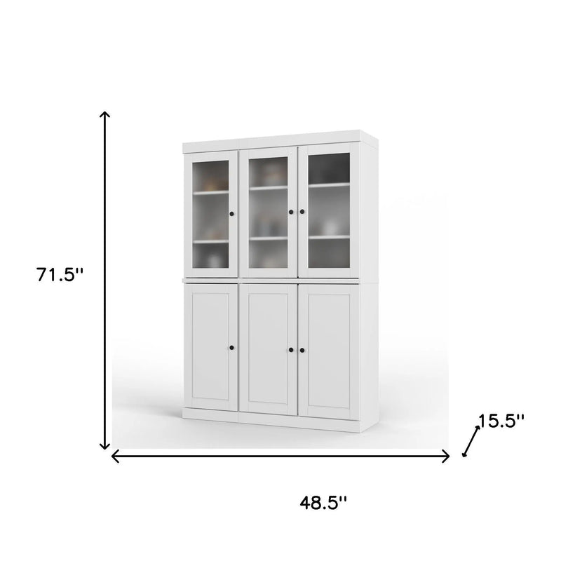 72" White Solid Wood Six Door Pantry Or Storage Closet Homeroots Kitchen & Dining