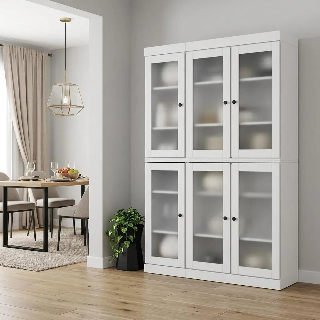 72" White Solid Wood Six Door Pantry Or Storage Closet Homeroots Kitchen & Dining