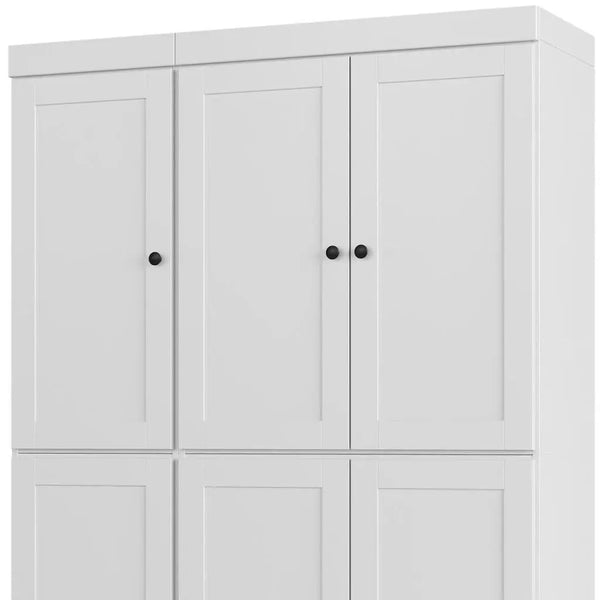 72" White Solid Wood Six Door Two Drawer Pantry Or Storage Closet Homeroots Kitchen & Dining