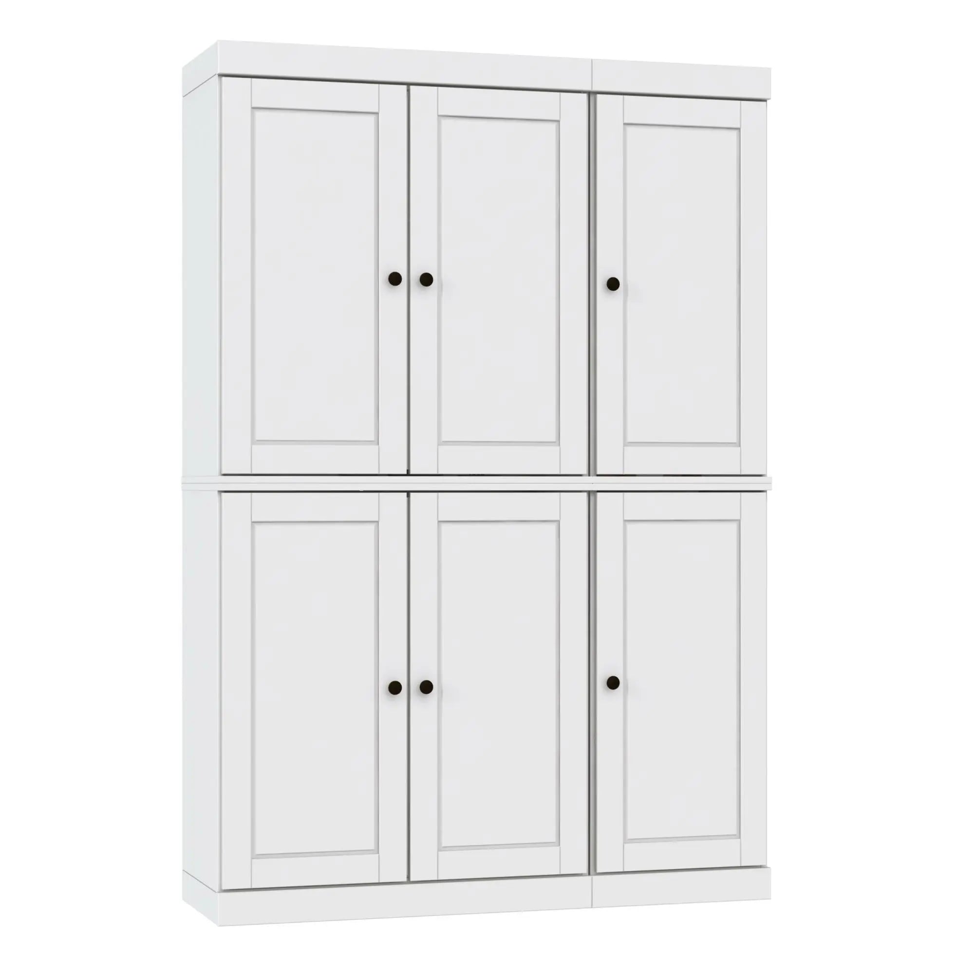 72" White Solid Wood Six Door Two Drawer Pantry Or Storage Closet Homeroots Kitchen & Dining