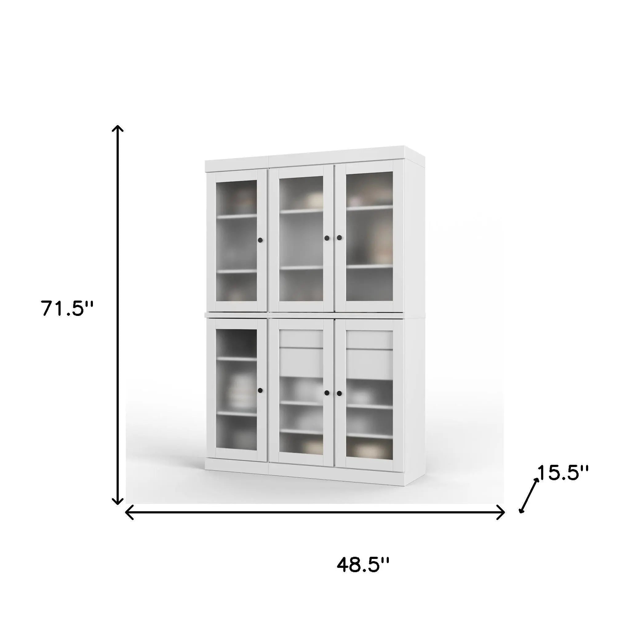 72" White Solid Wood Six Door Two Drawer Pantry Or Storage Closet Homeroots Kitchen & Dining