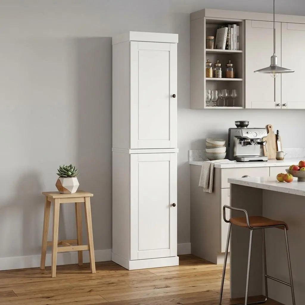 72" White Solid Wood Two Door Pantry Or Storage Closet Homeroots Kitchen & Dining