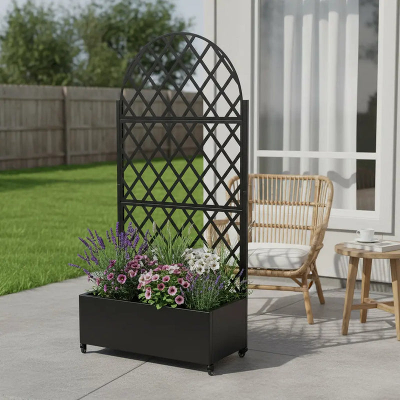72" X 35" Black Metal Rectangular Planter Box Homeroots Outdoor