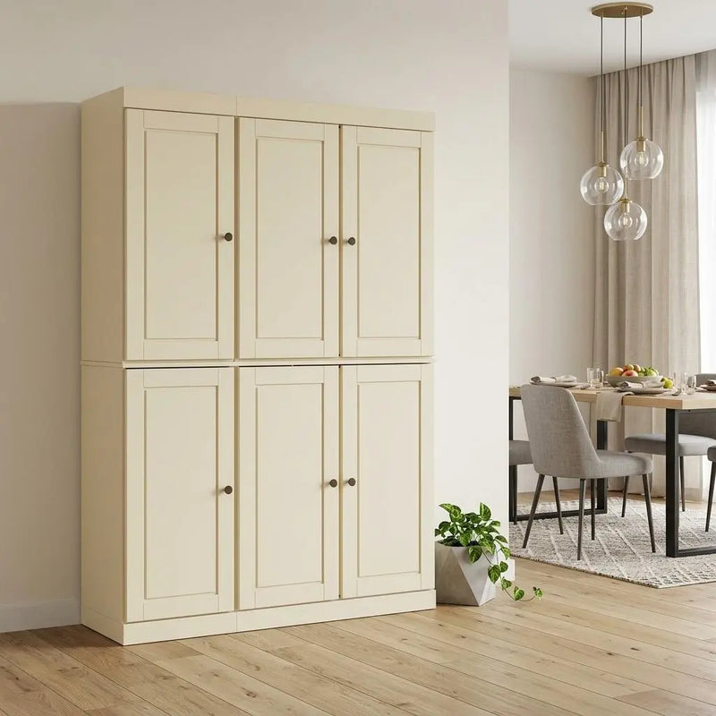 72" Yellow Solid Wood 8 Pantry Or Storage Closet Homeroots Kitchen & Dining