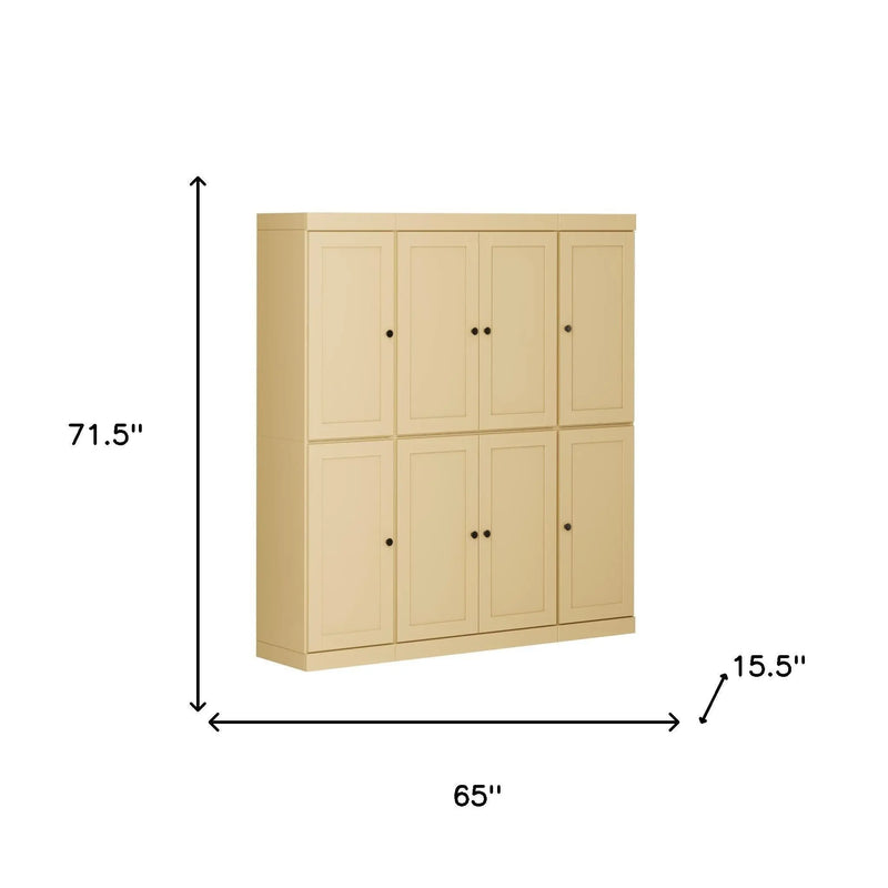 72" Yellow Solid Wood 8 Pantry Or Storage Closet Homeroots Kitchen & Dining